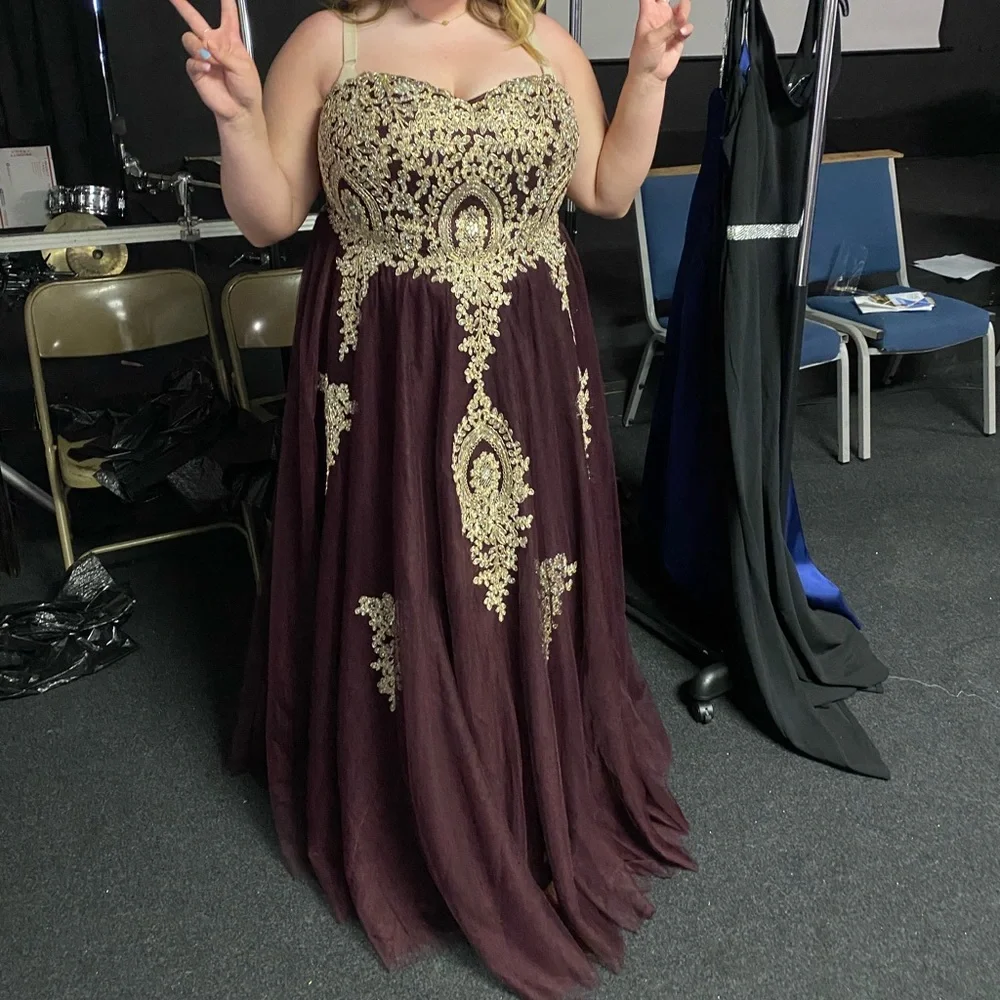 Maroon & Gold Prom Dress - Picture 6 of 6